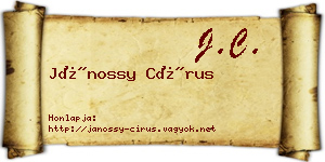 Jánossy Círus névjegykártya